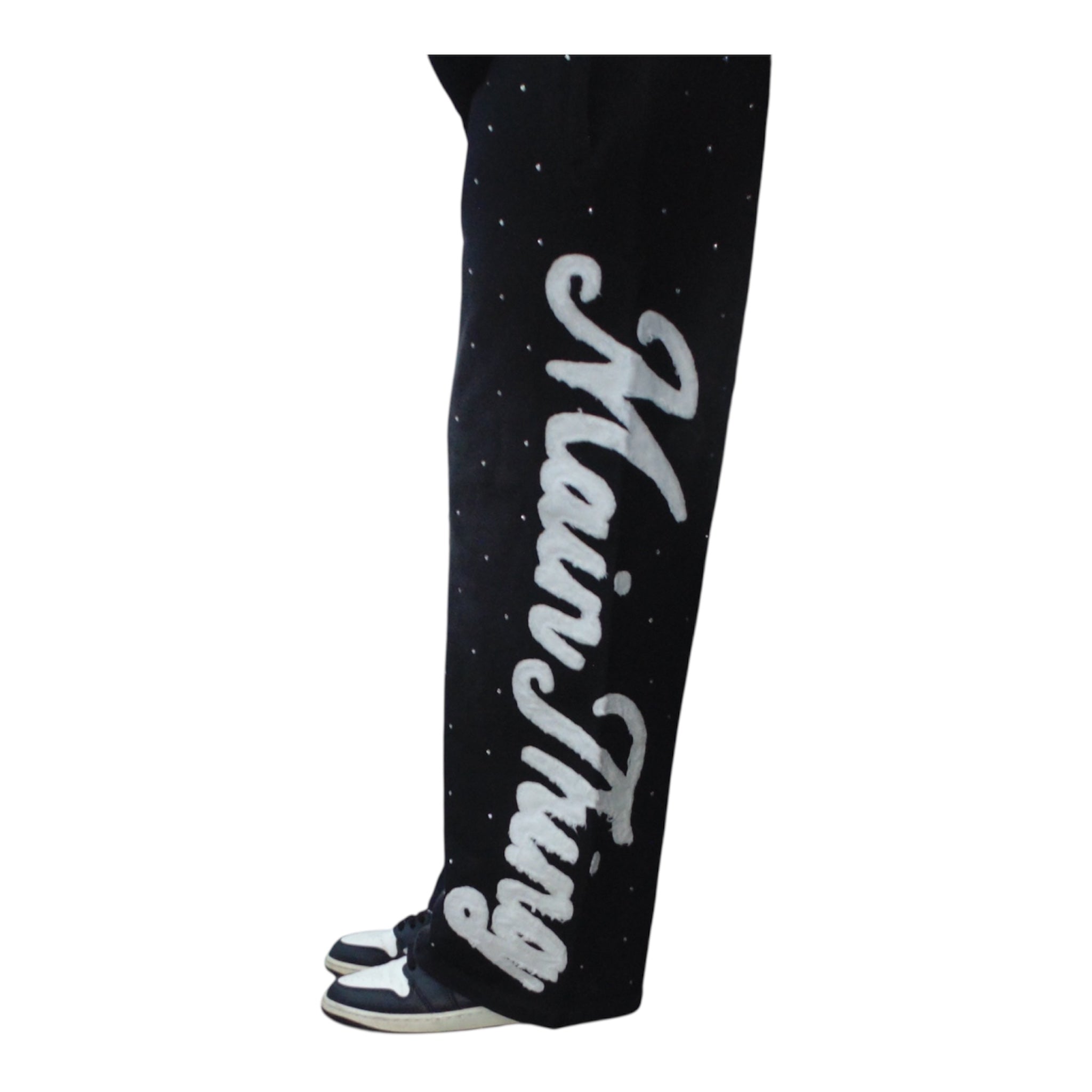 Black Rhinestone Mainthing Pants