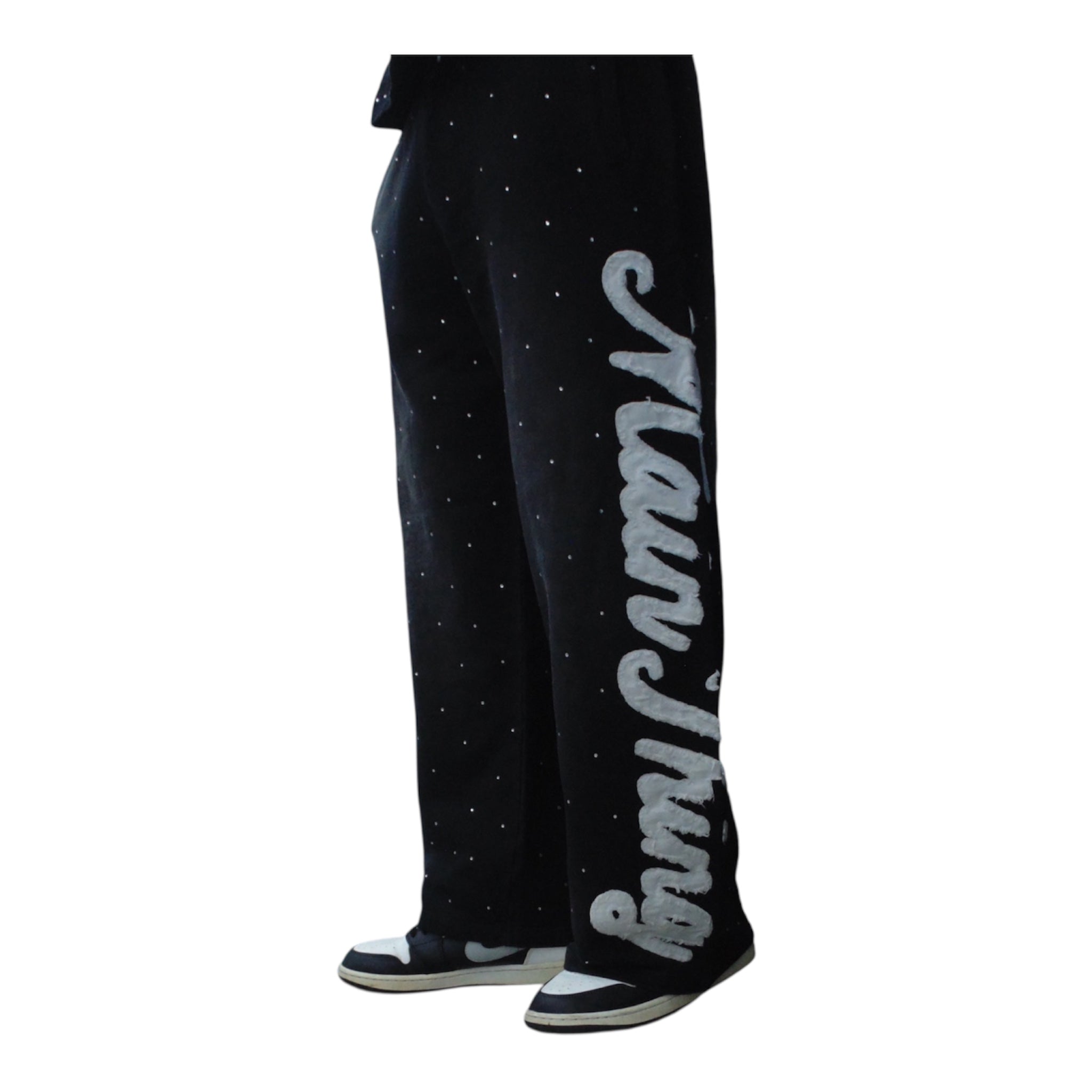 Black Rhinestone Mainthing Pants